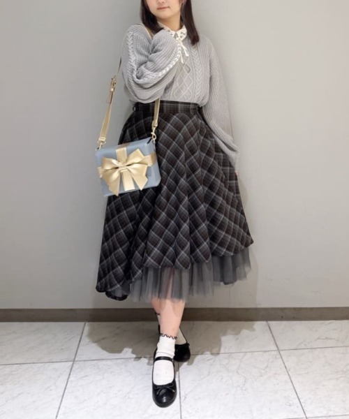 an another angelus（アンアナザーアンジェラス）の「【セットアップ対応】フロントチュールチェックフレアースカート（スカート・レディース・ライトブルー/ブラック×レッド・FREE）」の20枚目の写真