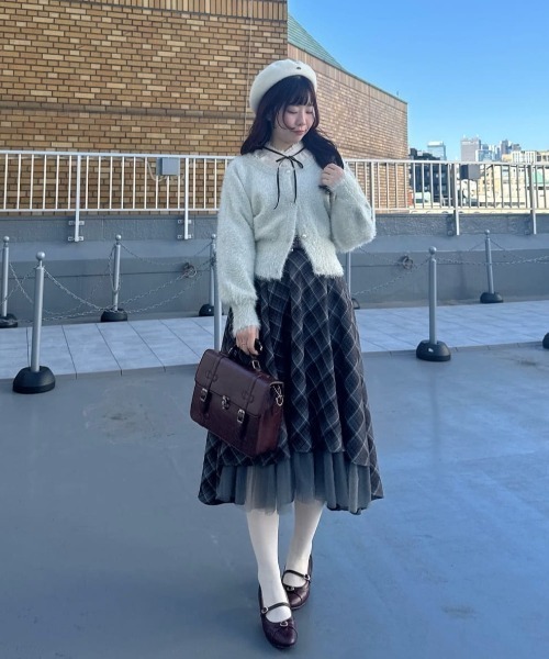 an another angelus（アンアナザーアンジェラス）の「【セットアップ対応】フロントチュールチェックフレアースカート（スカート・レディース・ライトブルー/ブラック×レッド・FREE）」の9枚目の写真