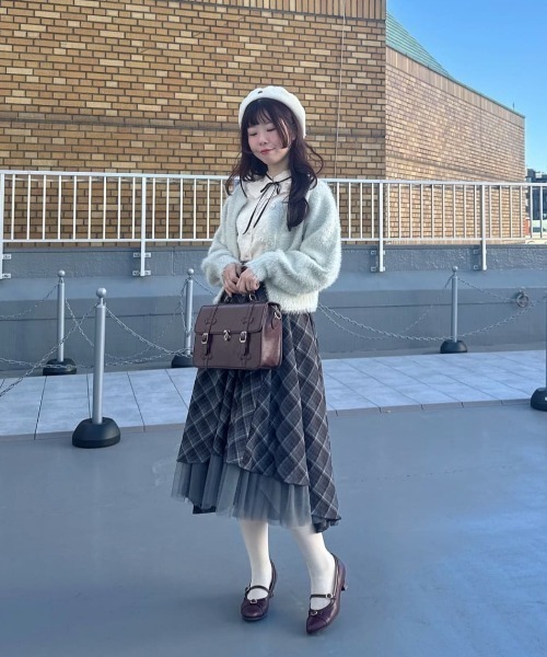 an another angelus（アンアナザーアンジェラス）の「【セットアップ対応】フロントチュールチェックフレアースカート（スカート・レディース・ライトブルー/ブラック×レッド・FREE）」の10枚目の写真