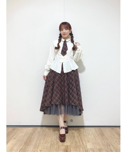 an another angelus（アンアナザーアンジェラス）の「【セットアップ対応】フロントチュールチェックフレアースカート（スカート・レディース・ライトブルー/ブラック×レッド・FREE）」の16枚目の写真