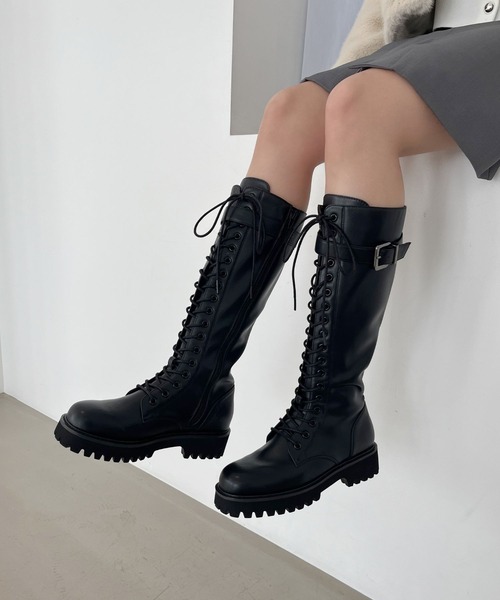 セール】＼ あったか ／【 厚底 】ストレッチ サイド ベルト レース