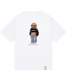 [ユニセックス]クロップドッグストリーバー半袖Tシャツ_ホワイト