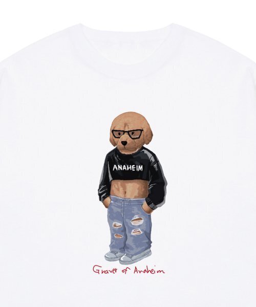 GRAVER（グレーバー）の「[ユニセックス]クロップドッグストリーバー半袖Tシャツ_ホワイト（Tシャツ/カットソー・レディース・ホワイト・X-LARGE/SMALL/MEDIUM/LARGE）」の7枚目の写真