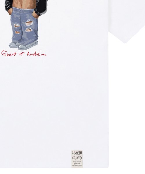 GRAVER（グレーバー）の「[ユニセックス]クロップドッグストリーバー半袖Tシャツ_ホワイト（Tシャツ/カットソー・レディース・ホワイト・X-LARGE/SMALL/MEDIUM/LARGE）」の2枚目の写真