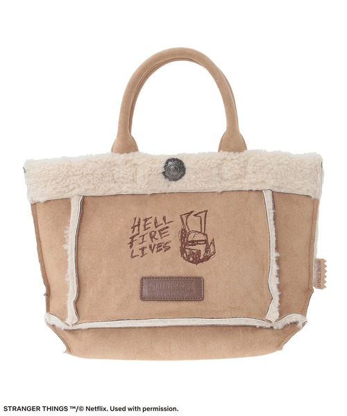 Green Parks(グリーンパークス)の「■STRANGER THINGS×MINNETONKA フェイクスウェードボアバッグ(トートバッグ・レディース・ベージュ/チャコールグレー・FREE)」の10枚目の写真