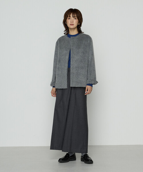 K.T KIYOKO TAKASE（キヨコタカセ）の「アルパカシャギー ノーカラージャコット（その他アウター・レディース・ライトグレー/チャコール・9号）」の3枚目の写真