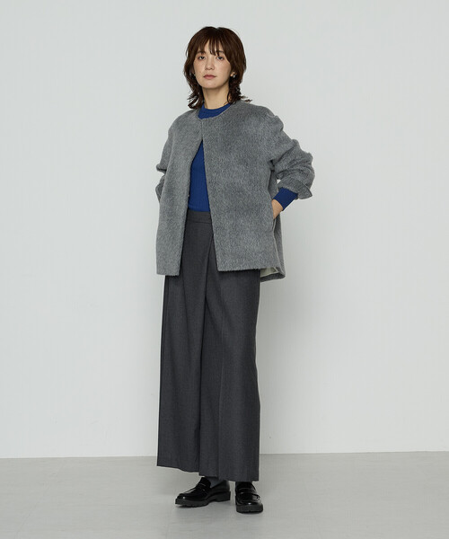 K.T KIYOKO TAKASE（キヨコタカセ）の「アルパカシャギー ノーカラージャコット（その他アウター・レディース・ライトグレー/チャコール・9号）」の4枚目の写真