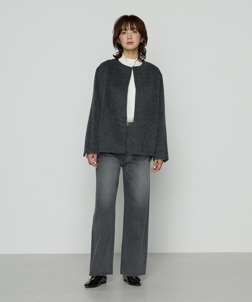 K.T KIYOKO TAKASE（キヨコタカセ）の「アルパカシャギー ノーカラージャコット（その他アウター・レディース・ライトグレー/チャコール・9号）」の7枚目の写真