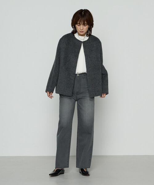 K.T KIYOKO TAKASE（キヨコタカセ）の「アルパカシャギー ノーカラージャコット（その他アウター・レディース・ライトグレー/チャコール・9号）」の8枚目の写真