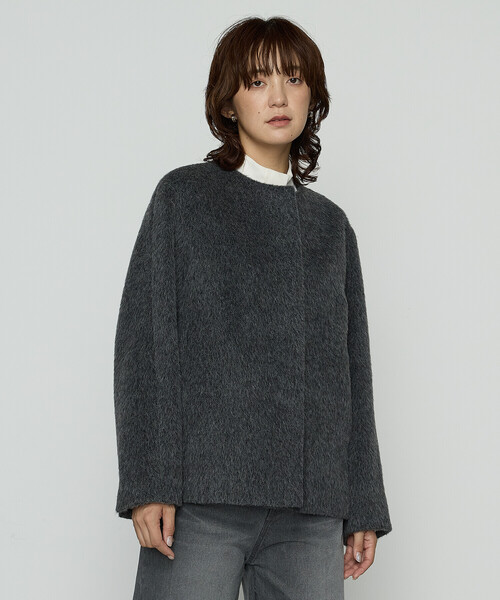 K.T KIYOKO TAKASE（キヨコタカセ）の「アルパカシャギー ノーカラージャコット（その他アウター・レディース・ライトグレー/チャコール・9号）」の10枚目の写真