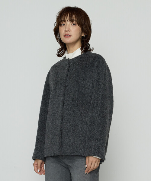 K.T KIYOKO TAKASE（キヨコタカセ）の「アルパカシャギー ノーカラージャコット（その他アウター・レディース・ライトグレー/チャコール・9号）」の11枚目の写真
