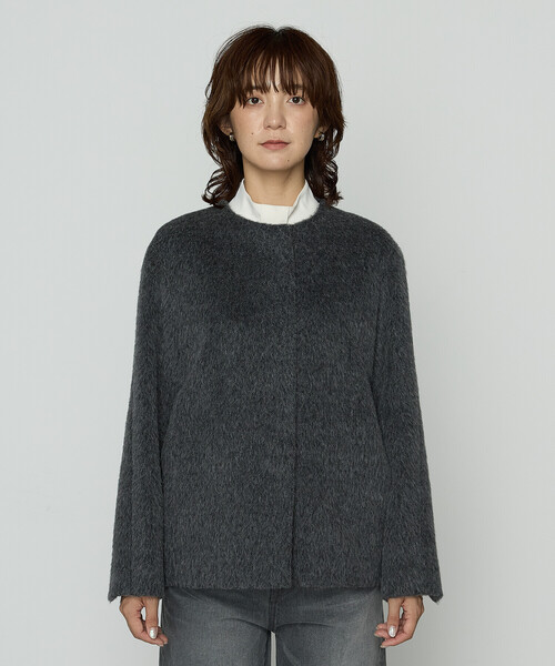 K.T KIYOKO TAKASE（キヨコタカセ）の「アルパカシャギー ノーカラージャコット（その他アウター・レディース・ライトグレー/チャコール・9号）」の13枚目の写真