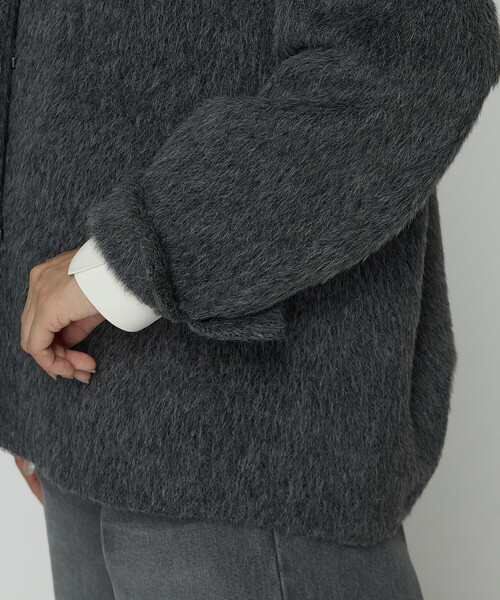 K.T KIYOKO TAKASE（キヨコタカセ）の「アルパカシャギー ノーカラージャコット（その他アウター・レディース・ライトグレー/チャコール・9号）」の19枚目の写真