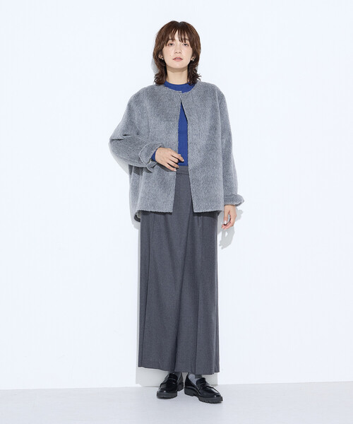 K.T KIYOKO TAKASE（キヨコタカセ）の「アルパカシャギー ノーカラージャコット（その他アウター・レディース・ライトグレー/チャコール・9号）」の8枚目の写真