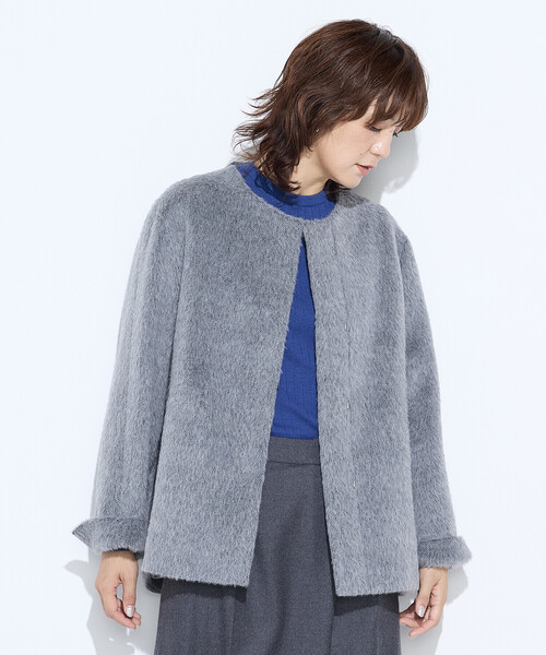 K.T KIYOKO TAKASE（キヨコタカセ）の「アルパカシャギー ノーカラージャコット（その他アウター・レディース・ライトグレー/チャコール・9号）」の9枚目の写真