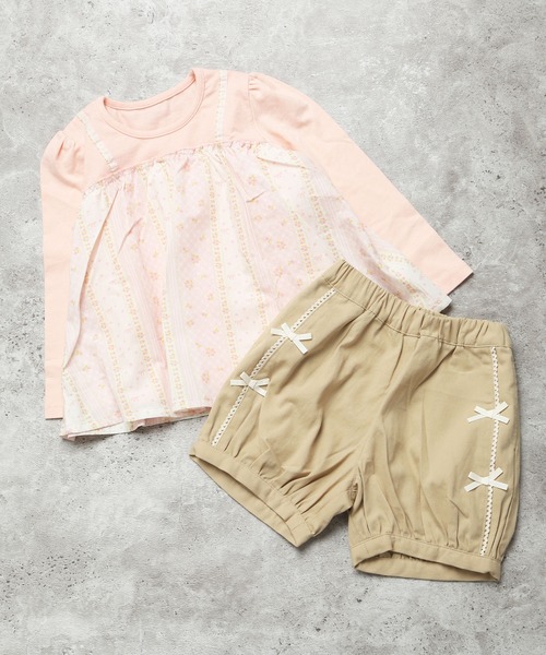 la poche biscuit（ラポシェビスキュイ）の「【一枚でかわいい】ふんわりキャミドッキング長袖T（Tシャツ/カットソー・キッズ・ラベンダー/ライトピンク/ブラック/レッド・120/110/100/90/80/130）」の12枚目の写真