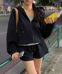 ベーシックZIPパーカー+ショートパンツセットアップ