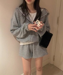 ベーシックZIPパーカー+ショートパンツセットアップ