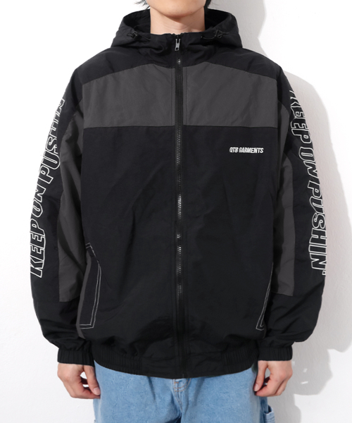 LB Retro Hooded Track Jacket (Black/Charcoal)（ナイロンジャケット