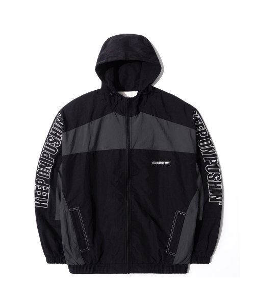LB Retro Hooded Track Jacket (Black/Charcoal)（ナイロンジャケット