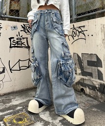ワイドレッグベルトデザインデニム（デニムパンツ）｜KsG