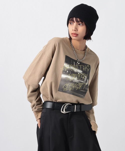 PAGEBOY（ページボーイ）の「ネオンロゴレイヤードロンＴ（Tシャツ/カットソー・レディース・ベージュ/オフホワイト/ブラック・FREE）」の22枚目の写真