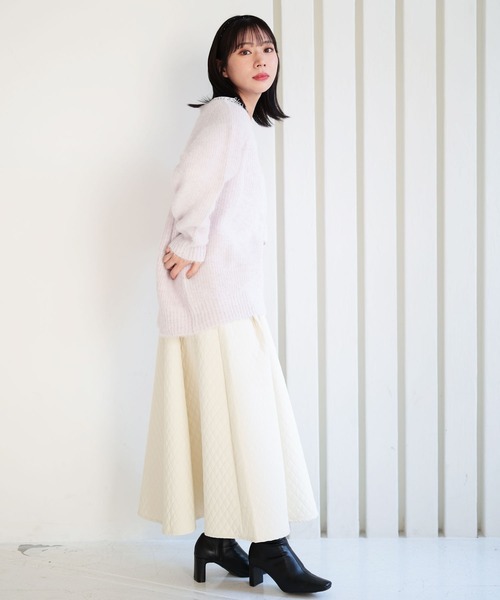 Ruwan yu(ルワンユー)の「パネル切替キルティングロングフレアスカート【大きいサイズ対応】(スカート・レディース・アイボリー・L/LL/3L/4L)」の4枚目の写真