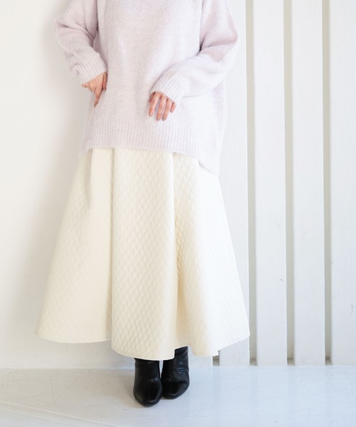 Ruwan yu(ルワンユー)の「パネル切替キルティングロングフレアスカート【大きいサイズ対応】(スカート・レディース・アイボリー・L/LL/3L/4L)」の6枚目の写真