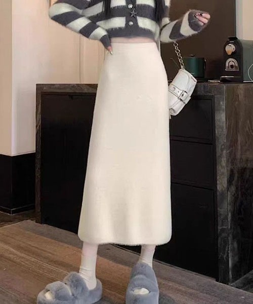 gossip!ロサンゼルス(ゴシップロサンゼルス)の「起毛テクスチャー ナロースカート(スカート・レディース・ブラック/オフホワイト/ピンク・FREE)」の12枚目の写真