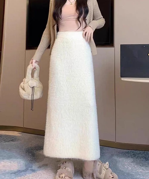 gossip!ロサンゼルス(ゴシップロサンゼルス)の「起毛テクスチャー ナロースカート(スカート・レディース・ブラック/オフホワイト/ピンク・FREE)」の13枚目の写真