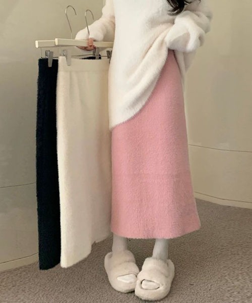 gossip!ロサンゼルス(ゴシップロサンゼルス)の「起毛テクスチャー ナロースカート(スカート・レディース・ブラック/オフホワイト/ピンク・FREE)」の14枚目の写真