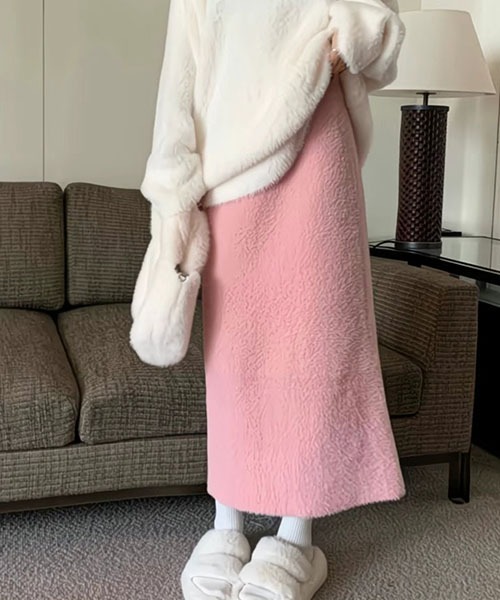 gossip!ロサンゼルス(ゴシップロサンゼルス)の「起毛テクスチャー ナロースカート(スカート・レディース・ブラック/オフホワイト/ピンク・FREE)」の15枚目の写真