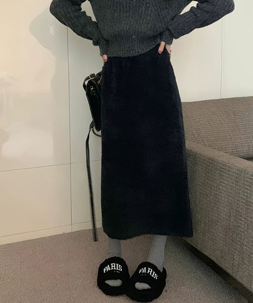 gossip!ロサンゼルス(ゴシップロサンゼルス)の「起毛テクスチャー ナロースカート(スカート・レディース・ブラック/オフホワイト/ピンク・FREE)」の4枚目の写真