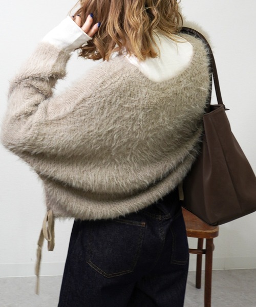 gossara（ゴサラ）の「裾リボンワイドニットPO（ニット/セーター・レディース・ブラウン/チャコール/グレイッシュベージュ・FREE）」の7枚目の写真