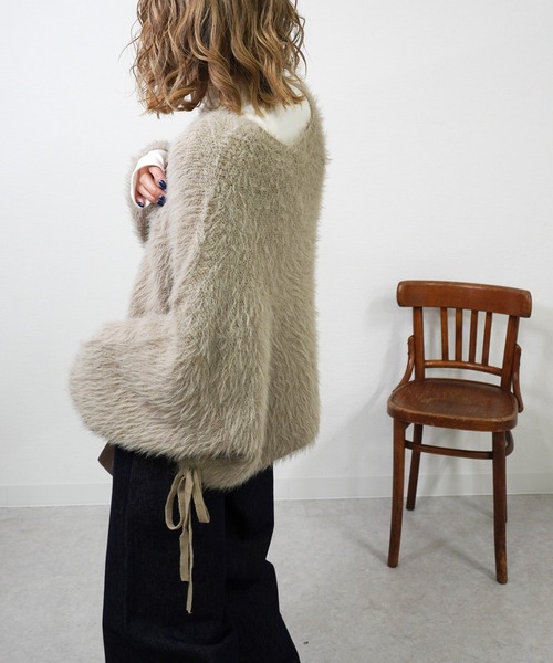 gossara（ゴサラ）の「裾リボンワイドニットPO（ニット/セーター・レディース・ブラウン/チャコール/グレイッシュベージュ・FREE）」の10枚目の写真