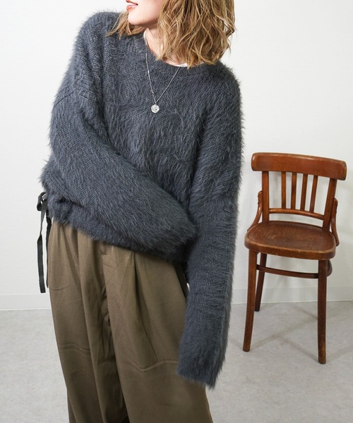 gossara（ゴサラ）の「裾リボンワイドニットPO（ニット/セーター・レディース・ブラウン/チャコール/グレイッシュベージュ・FREE）」の21枚目の写真