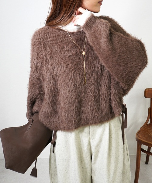 gossara（ゴサラ）の「裾リボンワイドニットPO（ニット/セーター・レディース・ブラウン/チャコール/グレイッシュベージュ・FREE）」の17枚目の写真