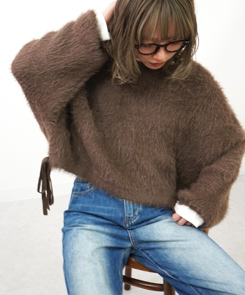 gossara（ゴサラ）の「裾リボンワイドニットPO（ニット/セーター・レディース・ブラウン/チャコール/グレイッシュベージュ・FREE）」の13枚目の写真