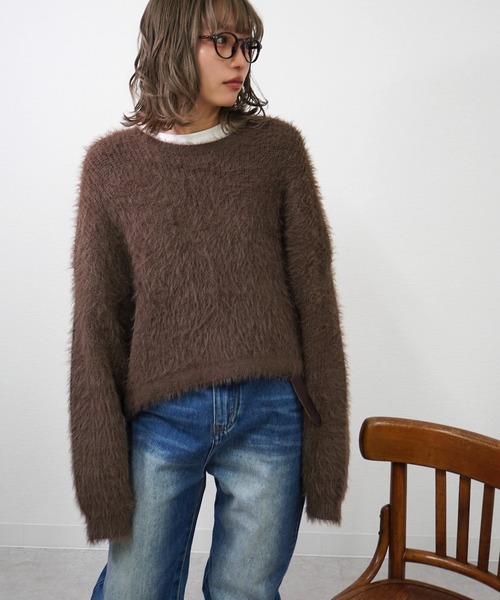 gossara（ゴサラ）の「裾リボンワイドニットPO（ニット/セーター・レディース・ブラウン/チャコール/グレイッシュベージュ・FREE）」の15枚目の写真