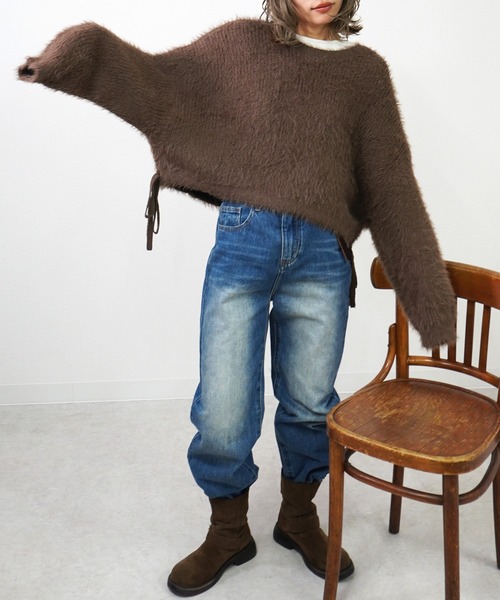 gossara（ゴサラ）の「裾リボンワイドニットPO（ニット/セーター・レディース・ブラウン/チャコール/グレイッシュベージュ・FREE）」の16枚目の写真