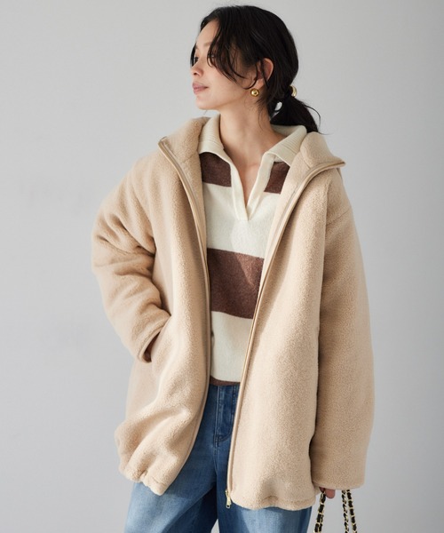 BARNYARDSTORM（バンヤードストーム）の「BARNYARDSTORM /  ボアフーディーコート（その他アウター・レディース・オフホワイト/チャコール/ベージュ・FREE）」の3枚目の写真