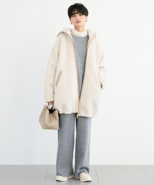 BARNYARDSTORM（バンヤードストーム）の「BARNYARDSTORM /  ボアフーディーコート（その他アウター・レディース・オフホワイト/チャコール/ベージュ・FREE）」の4枚目の写真