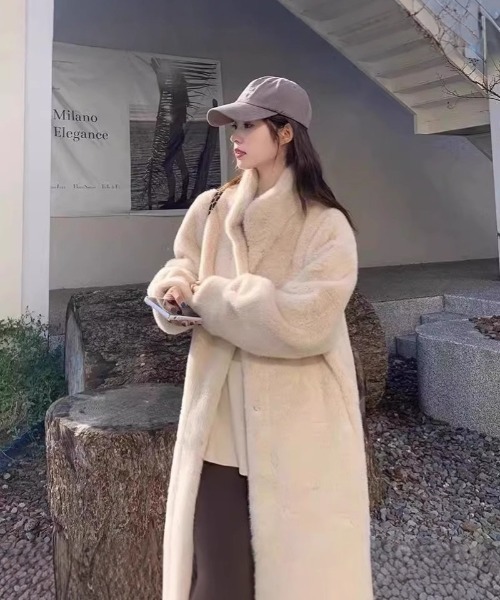 Ritzy(リッツィー)の「もこもこ オーバーサイズ 中綿チェスターコート(チェスターコート・レディース・ベージュ/モカ/ホワイト/ブラック・M)」の8枚目の写真