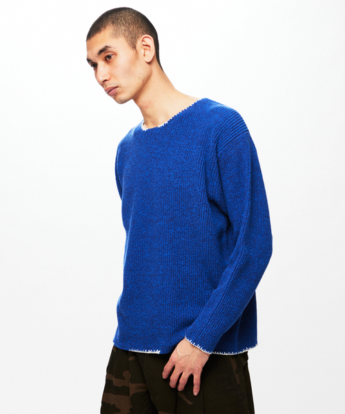 JOURNAL STANDARD J.S HOMESTEAD（ジャーナルスタンダードホームステッド）の「J.S.Homestead / ブランケット ステッチ リブ ニット（ニット/セーター・メンズ・ブラック系その他/アイボリー/ブルー系その他・MEDIUM/LARGE）」の9枚目の写真