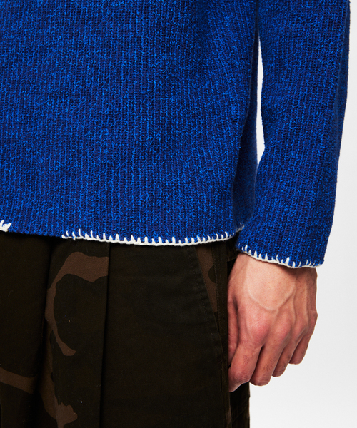 JOURNAL STANDARD J.S HOMESTEAD（ジャーナルスタンダードホームステッド）の「J.S.Homestead / ブランケット ステッチ リブ ニット（ニット/セーター・メンズ・ブラック系その他/アイボリー/ブルー系その他・MEDIUM/LARGE）」の11枚目の写真