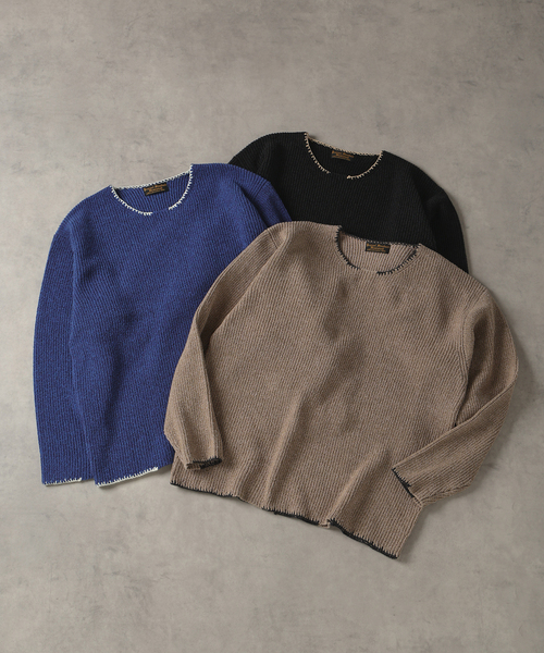 JOURNAL STANDARD J.S HOMESTEAD（ジャーナルスタンダードホームステッド）の「J.S.Homestead / ブランケット ステッチ リブ ニット（ニット/セーター・メンズ・ブラック系その他/アイボリー/ブルー系その他・MEDIUM/LARGE）」の13枚目の写真