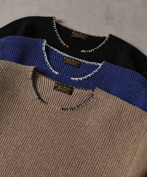 JOURNAL STANDARD J.S HOMESTEAD（ジャーナルスタンダードホームステッド）の「J.S.Homestead / ブランケット ステッチ リブ ニット（ニット/セーター・メンズ・ブラック系その他/アイボリー/ブルー系その他・MEDIUM/LARGE）」の14枚目の写真