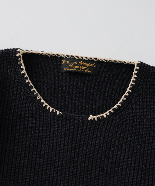 JOURNAL STANDARD J.S HOMESTEAD（ジャーナルスタンダードホームステッド）の「J.S.Homestead / ブランケット ステッチ リブ ニット（ニット/セーター・メンズ・ブラック系その他/アイボリー/ブルー系その他・MEDIUM/LARGE）」の20枚目の写真