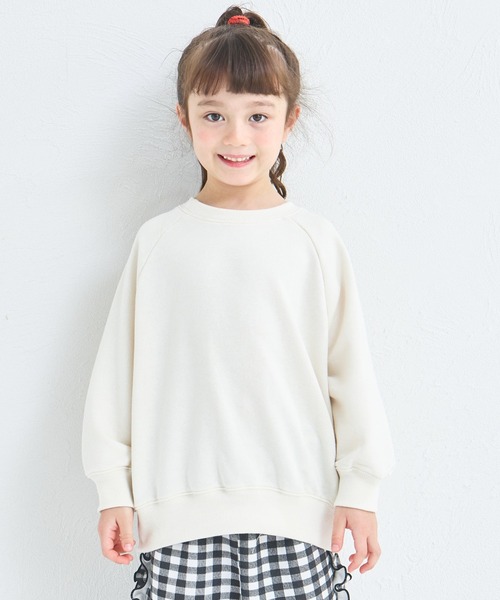 pairmanon（ペアマノン）の「【リンクコーデ】ガールズ 前後2WAY 英字ロゴ トレーナー（スウェット・キッズ・アイボリー/ブルー/ピンク・90/150/140/130/120/110/100）」の4枚目の写真