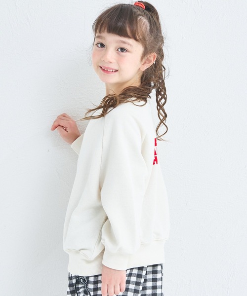 pairmanon（ペアマノン）の「【リンクコーデ】ガールズ 前後2WAY 英字ロゴ トレーナー（スウェット・キッズ・アイボリー/ブルー/ピンク・90/150/140/130/120/110/100）」の7枚目の写真